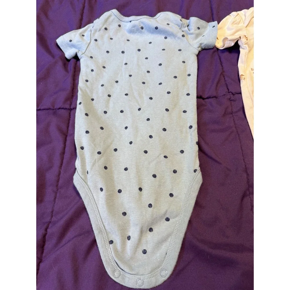 Carters Simple Joys Baby Bodysuit Set 2pk Blue Polka Dot Ivory Horse 24M